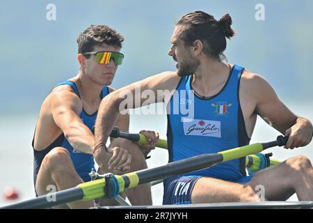 Varese, Italien. 16. Juni 2023. VMen's Pair, Davide Comino - Giuseppe Vicino (ITA) während des 2023 World Ruwing Cup II Credit: Live Media Publishing Group/Alamy Live News Stockfoto