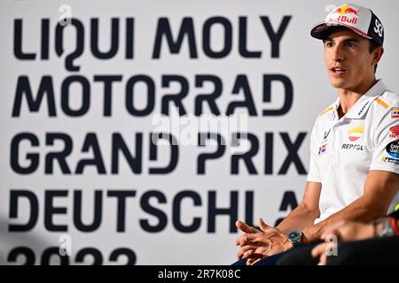 Hohenstein Ernstthal, Deutschland. 15. Juni 2023. Pressekonferenz vor dem MotoGP Liqui Moly Motorrad Grand Prix Deutschland am Sachsenring Circuit. 15. Juni 2023 in Bild: Marc Marquez Rueda de prensa previa al Gran Premio Liqui Moly Motorrad de MotoGP de Alemania en el Circuito de Sachsenring, 15 de Junio de 2023 POOL/ MotoGP.com/Cordon Pressebilder dienen ausschließlich redaktionellen Zwecken. Erforderlicher Kredit: © motogp.com Kredit: CORDON PRESS/Alamy Live News Stockfoto