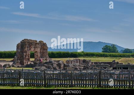 Wroxeter Roman City und The Wrekin, Wroxeter, nahe Shrewsbury, Shropshire Stockfoto