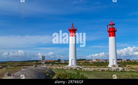 Leuchttürme auf der Ile d'Aix an der Atlantikküste Frankreichs Stockfoto