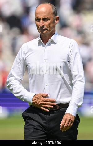 Nasser Hussain während des LV= Insurance Ashes First Test Series Day 1 England gegen Australien in Edgbaston, Birmingham, Großbritannien. 16. Juni 2023. . (Foto: Craig Thomas/News Images/Sipa USA) Guthaben: SIPA USA/Alamy Live News Stockfoto