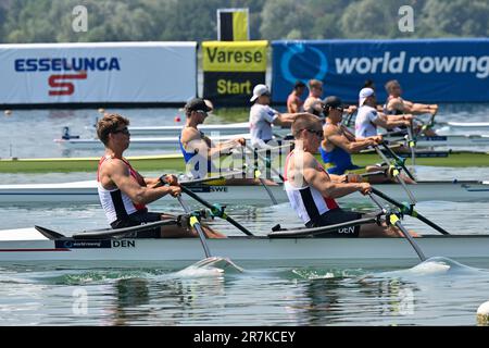 Varese, Italien. 16. Juni 2023. VMen's Double Sculls, Beginn beim World Ruwing Cup II 2023 Credit: Live Media Publishing Group/Alamy Live News Stockfoto