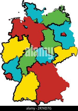 Verwaltung-Karte von Deutschland auf der Suche gemacht wie von einem Kind Stock Vektor