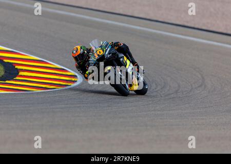 Sachsenring, Hohenstein-Ernstthal, Sachsen, Deutschland. 16. Juni 2023. 2023 Deutscher MotoGP, Freier Trainingstag; Nummer 10 Mooney VR46 Rennfahrer Luca Marini während der Übung 1 Gutschrift: Action Plus Sports/Alamy Live News Stockfoto