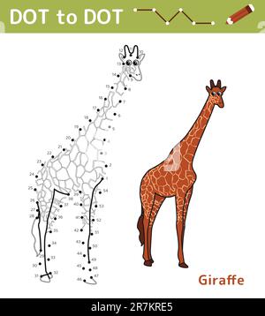 Zahlen Spiel Punkt zu Punkt. Mathe-Spiel für Kinder. Stock Vektor