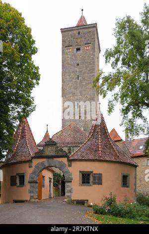 Burgtor in Rothenburg ob der Tauber. Stockfoto