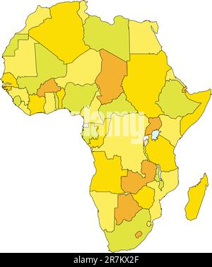 politische Karte von Afrika mit Land Gebiete in verschiedenen Farben Stock Vektor