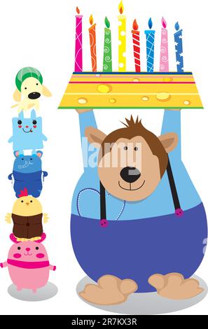 Äffchen-Geburtstag, Grußkarte Stock Vektor