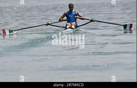 Varese, Italien. 16. Juni 2023. Männer Single Sculls: Davide Mumolo (ITA) während des 2023 World Ruwing Cup II, Kanufahren in Varese, Italien, Juni 16 2023 Kredit: Independent Photo Agency/Alamy Live News Stockfoto