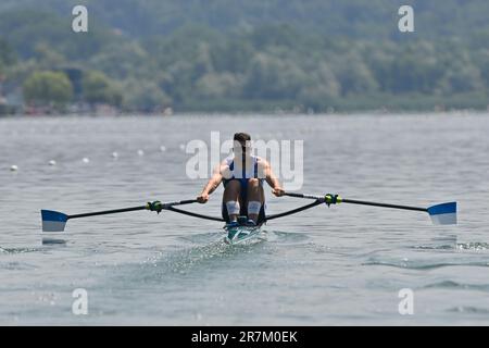 Varese, Italien. 16. Juni 2023. Single Sculls für Männer: Dani Fridman (ISR) während des 2023 World Ruwing Cup II, Kanufahren in Varese, Italien, Juni 16 2023 Kredit: Independent Photo Agency/Alamy Live News Stockfoto