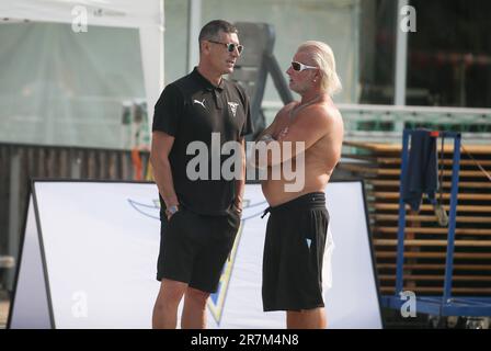 Rennes, Frankreich. 16. Juni 2023. Franck Esposito und Philippe Lucas bei den französischen Elite-Schwimmmeisterschaften am 16 2023. Juni in Rennes, Frankreich - Foto Laurent Lairys/DPPI Credit: DPPI Media/Alamy Live News Stockfoto