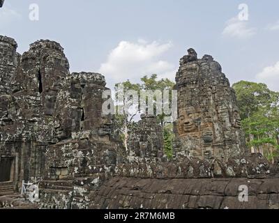 BayonTemple, Siem Reap Province, Angkor's Temple Complex 1192 von der UNESCO zum Weltkulturerbe erklärt, erbaut von König Jayavarman VII. Zwischen XII. A Stockfoto