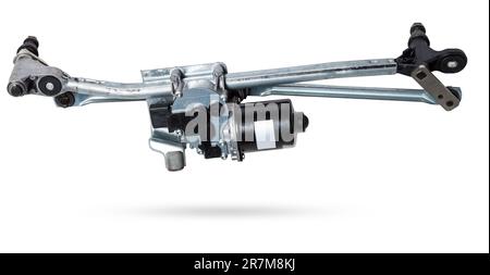 Wischmechanismus mit Elektromotor - mit einem Reduzierstück, das die Bürsten an ihren Platz zurückbringt, sowie die Hebel und die Bürsten selbst, operat Stockfoto