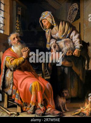 Tobit und Anna with the Kid, Rembrandt, 1626, Rijksmuseum, Amsterdam, Niederlande, Europa, Stockfoto