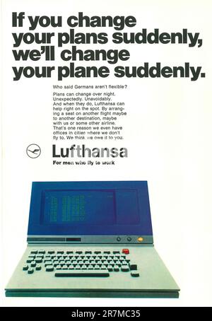 Lufthansa-Werbung in einem NatGeo-Magazin 1972 Stockfoto