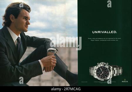2007 Rolex Oyster Perpetual Cosmograph Daytona in 18 karat Weißgold-Anzeige mit ROGER FEDERER Stockfoto