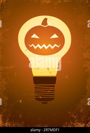 Die Glühbirne brennt im Kürbis Stock Vektor