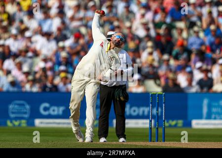 Birmingham, England. 16. Juni 2023. Australiens Nathan Lyon während des ersten Ashes-Tests in Edgbaston. Das Bild sollte lauten: Ben Whitley/Alamy Live News. Stockfoto