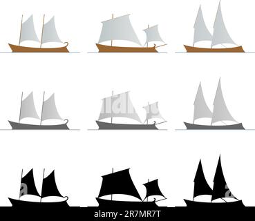 Segelboote auf Weiß Stock Vektor