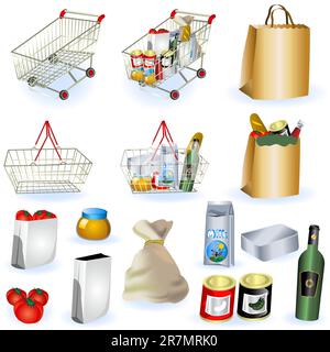 Eine Sammlung von Supermarkt-Ikonen – Teil 1 Stock Vektor
