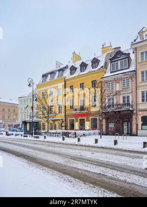 Krakowskie Przedmiescie, Winter, Warschau, Woiwodschaft Masowien, Polen Stockfoto