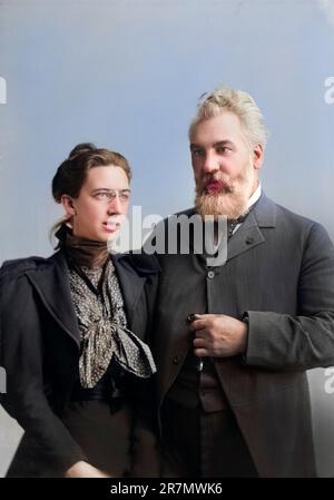 Alexander Graham Bell mit seiner Frau Mabel, halblanges Porträt, C.M. Bell, zwischen 1894 und 1901 Stockfoto