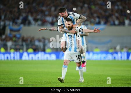 Lionel Messi Weltmeister und seine Familie Stockfoto