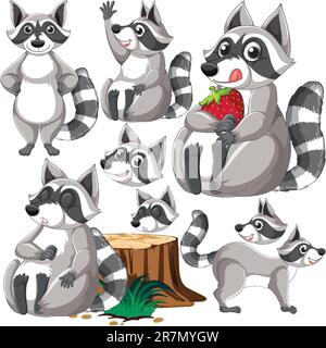 Ein Cartoon-Set mit Kopf- und Gesichtsausdruck Stock Vektor