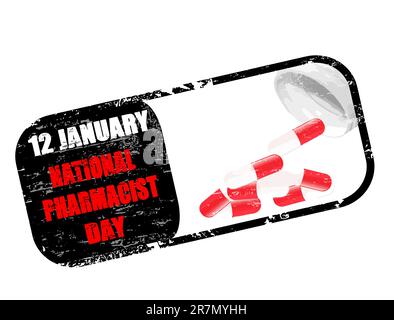 Januar 12 - nationaler Apothekertag Grunge Stempel Stock Vektor