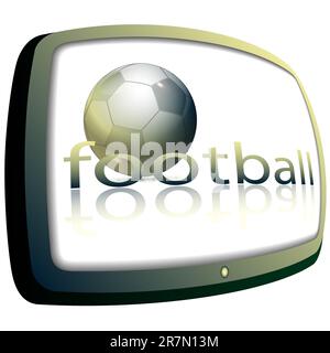 Fußball und Inschrift auf dem Fernsehbildschirm Stock Vektor