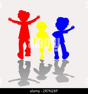 Farbige Kindersilhouetten, Vektorgrafiken Stock Vektor