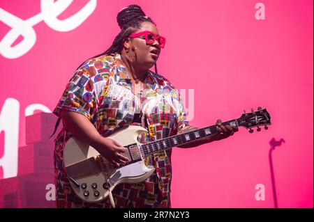 Manchester, Usa. 19. Juni 2022. Celisse tritt am 1. Tag des Bonnaroo Music & Arts Festivals 2023 am 15. Juni 2023 in Manchester, Tennessee, auf. Foto: Darren Eagles/imageSPACE Credit: Imagespace/Alamy Live News Stockfoto