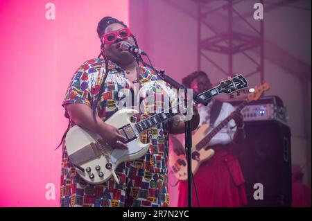 Manchester, Usa. 19. Juni 2022. Celisse tritt am 1. Tag des Bonnaroo Music & Arts Festivals 2023 am 15. Juni 2023 in Manchester, Tennessee, auf. Foto: Darren Eagles/imageSPACE Credit: Imagespace/Alamy Live News Stockfoto