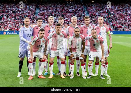 Kopenhagen, Dänemark. 16. Juni 2023. Das Start-11-Match von Dänemark für die UEFA Euro 2024 Qualifikation zwischen Dänemark und Nordirland bei Parken in Kopenhagen. (Foto: Gonzales Photo/Alamy Live News Stockfoto