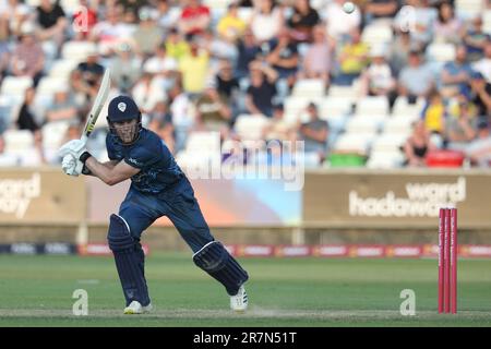 Luis Reece aus Derbyshire im Batting während des Vitality T20 Blast-Spiels zwischen Durham und Derbyshire Falcons am Seat Unique Riverside, Chester le Street am Freitag, den 16. Juni 2023. (Foto: Robert Smith | MI News) Kredit: MI News & Sport /Alamy Live News Stockfoto