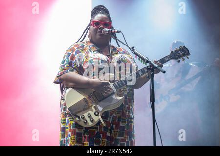 Manchester, Usa. 19. Juni 2022. Celisse tritt am 1. Tag des Bonnaroo Music & Arts Festivals 2023 am 15. Juni 2023 in Manchester, Tennessee, auf. Foto: Darren Eagles/imageSPACE/Sipa USA Kredit: SIPA USA/Alamy Live News Stockfoto