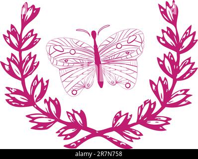 Stock Vector Illustration: Blumen Und Schmetterlinge Stock Vektor