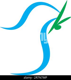 Taube im Flug mit einem Olivenzweig Stock Vektor