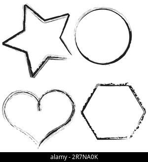 Verschiedene schmutzige Rahmen in verschiedenen Formen Stock Vektor