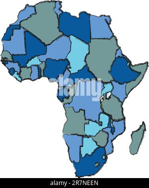 politische Karte von Afrika mit Land Gebiete in verschiedenen Farben Stock Vektor