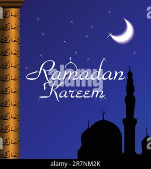 Eine islamische Grußkarte für Fastenmonats Ramadan Kareem. Vektor Stock Vektor