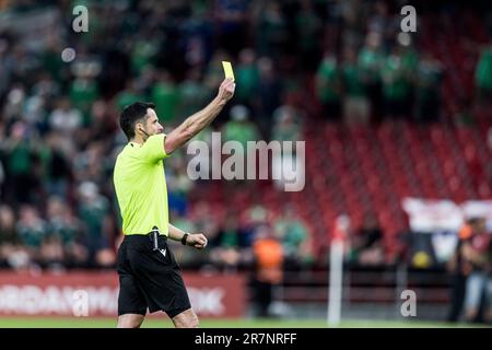 Kopenhagen, Dänemark. 16. Juni 2023. Schiedsrichter Daniel Stefanski beim UEFA Euro 2024 Qualifikationsspiel zwischen Dänemark und Nordirland bei Parken in Kopenhagen. (Foto: Gonzales Photo/Alamy Live News Stockfoto