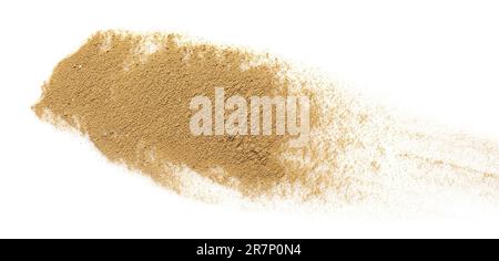 Braunstaub auf weißem Hintergrund, Draufsicht Stockfoto
