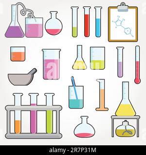 Chemischen Reagenzgläser Symbole Illustration Vektor Stock Vektor