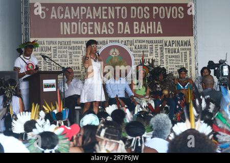 Salvador, Brasilien. 16. Juni 2023. 5. Auflage des Terra Livre Bahia-Camps, in Anwesenheit von Gouverneur Jerônimo Rodrigues, heute Freitag Nachmittag (16), im Außenbereich der Legislativversammlung von Bahia (Alba) in Salvador (BA). Kredit: Mauro Akin Nassor/FotoArena/Alamy Live News Stockfoto