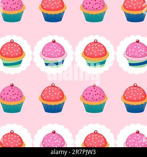 Ein Hintergrund aus bunten Cupcakes Stock Vektor