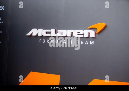 McLaren F1 Team Logo..während Tag 1 DER FORMEL 1 PIRELLI GRAND PRIX DU CANADA 2023 – vom 15. Bis 18. Juni 2023 in Montreal, Quebec, Kanada (Kreditbild: © Stefano Facchin / Avens-Images/Cal Sport Media) Stockfoto