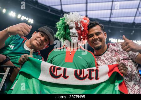 Mexiko-Fans während eines Halbfinales der CONCACACAF Nations League zwischen den USA und Mexiko am Donnerstag, den 15. Juni 2023, im Allegiant Stadium, In Las Vegas, NV. USA d Stockfoto