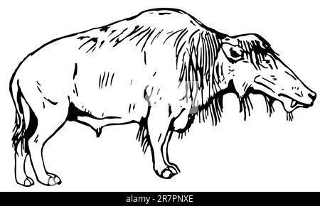 Prähistorisches Tier isoliert auf weiß Stock Vektor