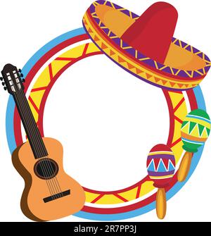 Rahmen mit den Abbildungen der mexikanischen Symbole Stock Vektor